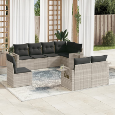vidaXL 8 részes világosszürke polyrattan kerti ülőgarnitúra párnával kerti bútor