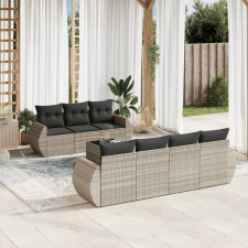 vidaXL 8 részes világosszürke polyrattan kerti ülőgarnitúra párnával kerti bútor