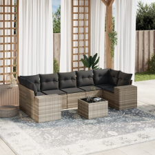 vidaXL 8 részes világosszürke polyrattan kerti ülőgarnitúra párnával kerti bútor