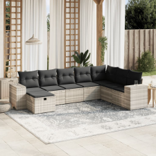 vidaXL 8 részes világosszürke polyrattan kerti ülőgarnitúra párnával kerti bútor