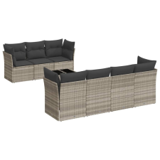 vidaXL 8 részes világosszürke polyrattan kerti ülőgarnitúra párnával (3217282) kerti bútor