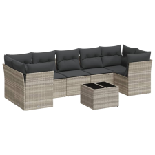 vidaXL 8 részes világosszürke polyrattan kerti ülőgarnitúra párnával (3217292) kerti bútor