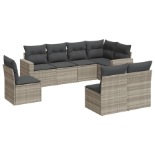 vidaXL 8 részes világosszürke polyrattan kerti ülőgarnitúra párnával (3219062) kerti bútor