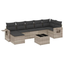 vidaXL 8 részes világosszürke polyrattan kerti ülőgarnitúra párnával (3220491) kerti bútor