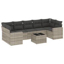 vidaXL 8 részes világosszürke polyrattan kerti ülőgarnitúra párnával (3251079) kerti bútor