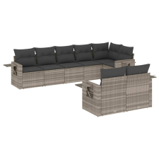 vidaXL 8 részes világosszürke polyrattan kerti ülőgarnitúra párnával (3252759) kerti bútor