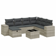 vidaXL 8 részes világosszürke polyrattan kerti ülőgarnitúra párnával (3264468) kerti bútor