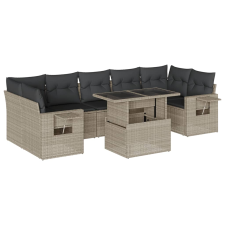 vidaXL 8 részes világosszürke polyrattan kerti ülőgarnitúra párnával (3267782) kerti bútor