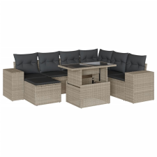 vidaXL 8 részes világosszürke polyrattan kerti ülőgarnitúra párnával (3269332) kerti bútor