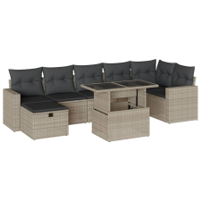 vidaXL 8 részes világosszürke polyrattan kerti ülőgarnitúra párnával (3274832) kerti bútor