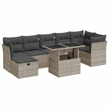 vidaXL 8 részes világosszürke polyrattan kerti ülőgarnitúra párnával (3327792) kerti bútor