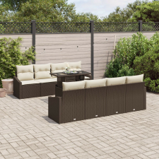 vidaXL 9 Darabos Kert Sofa Szett Párnákkal Barna Poli Rattan kerti bútor