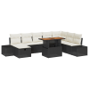 vidaXL 9 Darabos Kerti Étkezési Szett Párnákkal Fekete Poli Rattan Akácia (3361397)