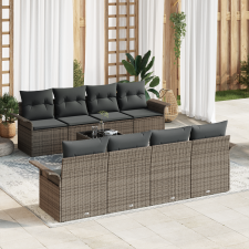 vidaXL 9 Darabos Kerti Kanapé Szett Párnákkal Szürke Polyrattan kerti bútor