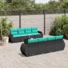 vidaXL 9 db fekete polyrattan kerti kanapégarnitúra párnákkal