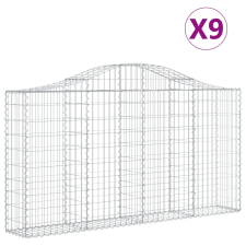 vidaXL 9 db íves horganyzott vas gabion kosár 200x30x100/120 cm (3145437) kerti tárolás