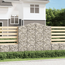 vidaXL 9 db íves horganyzott vas gabion kosár 200x30x180/200 cm kerti dekoráció