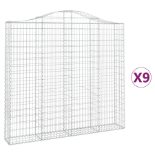 vidaXL 9 db íves horganyzott vas gabion kosár 200x30x180/200 cm (3145521) kerti tárolás