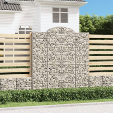 vidaXL 9 db íves horganyzott vas gabion kosár 200x30x220/240 cm kerti tárolás