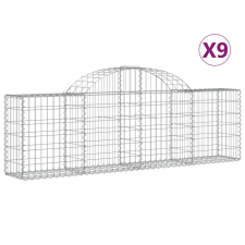 vidaXL 9 db íves horganyzott vas gabion kosár 200x30x60/80 cm (3146075) kerti tárolás