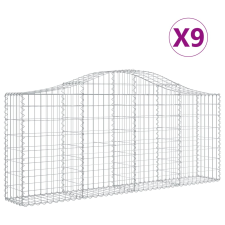 vidaXL 9 db íves horganyzott vas gabion kosár 200x30x80/100 cm (3145416) kerti tárolás