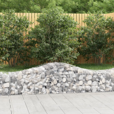 vidaXL 9 db íves horganyzott vas gabion kosár 200x50x40/60 cm kerti dekoráció