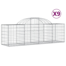 vidaXL 9 db íves horganyzott vas gabion kosár 200x50x60/80 cm (3146285) kerti tárolás