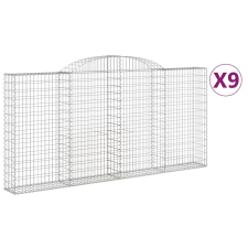 vidaXL 9 db íves horganyzott vas gabion kosár 300x30x140/160 cm (3146564) kerti tárolás