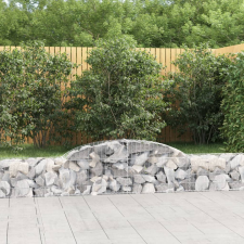 vidaXL 9 db íves horganyzott vas gabion kosár 300x30x40/60 cm kerti dekoráció