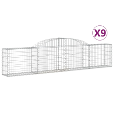 vidaXL 9 db íves horganyzott vas gabion kosár 300x30x60/80 cm (3146492) kerti tárolás