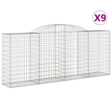 vidaXL 9 db íves horganyzott vas gabion kosár 300x50x120/140 cm (3146726) kerti tárolás