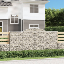 vidaXL 9 db íves horganyzott vas gabion kosár 300x50x140/160 cm kerti dekoráció