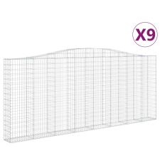 vidaXL 9 db íves horganyzott vas gabion kosár 400x30x160/180 cm (3145872) kerti tárolás
