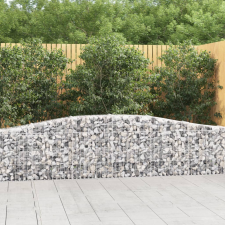 vidaXL 9 db íves horganyzott vas gabion kosár 400x30x60/80 cm kerti dekoráció