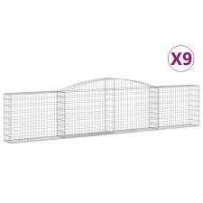 vidaXL 9 db íves horganyzott vas gabion kosár 400x30x80/100 cm (3146860) kerti tárolás