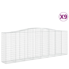 vidaXL 9 db íves horganyzott vas gabion kosár 400x50x140/160 cm (3145989) kerti tárolás