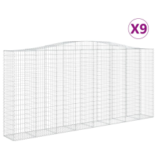 vidaXL 9 db íves horganyzott vas gabion kosár 400x50x180/200 cm (3146015) kerti tárolás