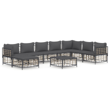 vidaXL 9-részes antracitszürke polyrattan kerti ülőgarnitúra párnákkal kerti bútor