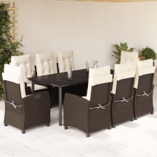 vidaXL 9-részes barna polyrattan kerti étkezőgarnitúra párnákkal kerti bútor