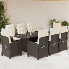 vidaXL 9-részes barna polyrattan kerti étkezőgarnitúra párnákkal kerti bútor