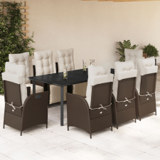 vidaXL 9 részes barna polyrattan kerti étkezőgarnitúra párnákkal kerti bútor