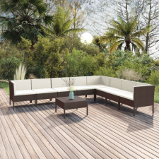 vidaXL 9 részes barna polyrattan kerti ülőgarnitúra párnákkal kerti bútor