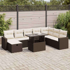 vidaXL 9 részes barna polyrattan kerti ülőgarnitúra párnákkal kerti bútor