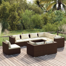 vidaXL 9 részes barna polyrattan kerti ülőgarnitúra párnákkal kerti bútor