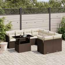 vidaXL 9 részes barna polyrattan kerti ülőgarnitúra párnákkal kerti bútor