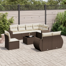 vidaXL 9 részes barna polyrattan kerti ülőgarnitúra párnákkal kerti bútor