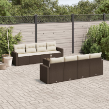vidaXL 9 részes barna polyrattan kerti ülőgarnitúra párnákkal kerti bútor