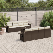 vidaXL 9 részes barna polyrattan kerti ülőgarnitúra párnákkal kerti bútor