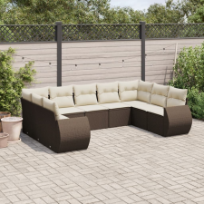 vidaXL 9 részes barna polyrattan kerti ülőgarnitúra párnákkal kerti bútor