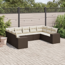 vidaXL 9 részes barna polyrattan kerti ülőgarnitúra párnákkal kerti bútor
